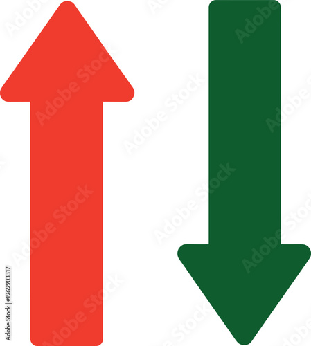 Up and Down Arrows, Red and Green Directional Symbols