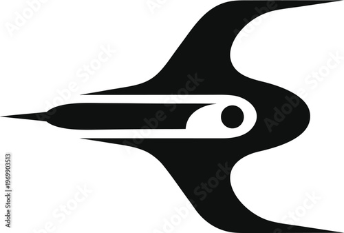 Travel airplane flying silhouette minimal black vector isolated transparent background aviation tourism journey vacation concept modern clean design