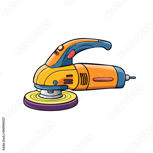 Orange and Blue Rotary Polisher Tool with Circular Pad