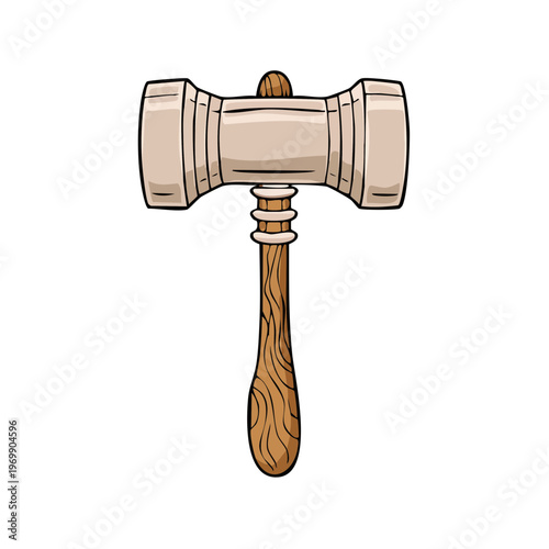 A stylized wooden gavel with a solid handle and head representing judgment and legal authority