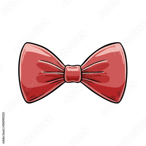 Elegant hand drawn red bow tie for formal wear and celebrations illustration