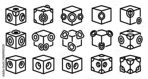 A collection of various cube shaped robots
