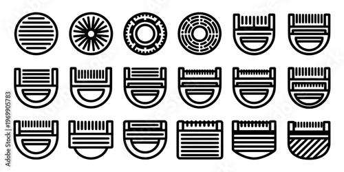 A collection of various grill and grate designs