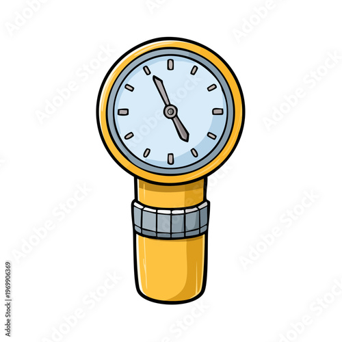 Yellow Medical Device with Round Dial Gauge and Needle Indicator