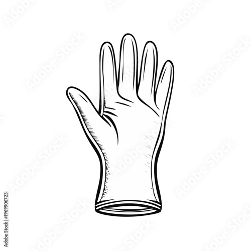 Hand Glove Line Art Illustration Medical Protection Icon