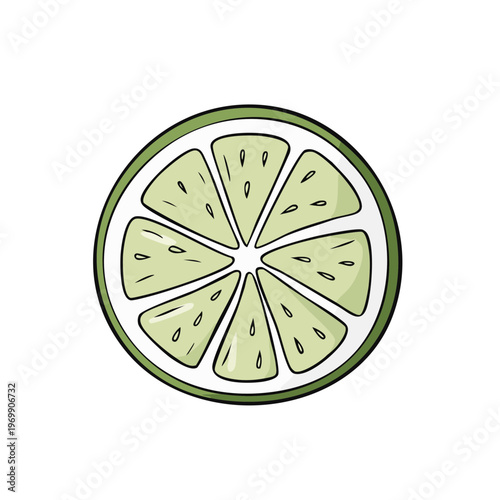 Vibrant Hand Drawn Lime Slice Graphic With Fresh Juicy Segments