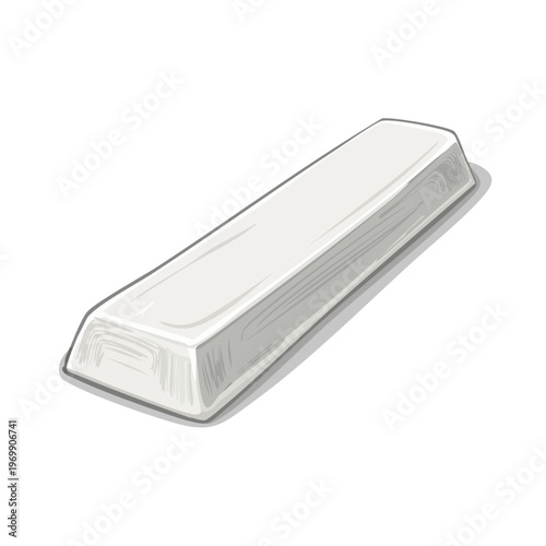 A rectangular ingot of polished white metal or precious metal casting with a reflective surface and defined edges