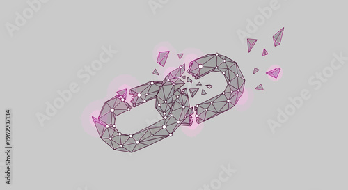 Broken Chain Link Network Connection - Digital Data Break