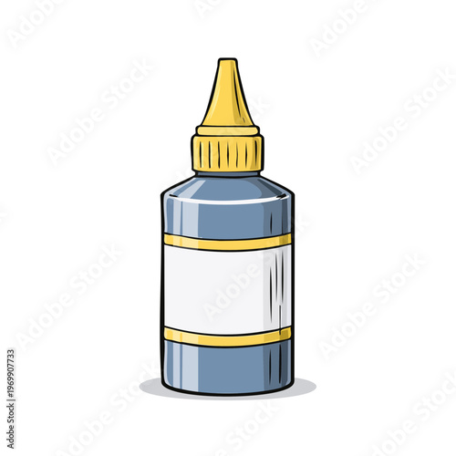 Illustration of a dispenser bottle with a yellow cap and label space