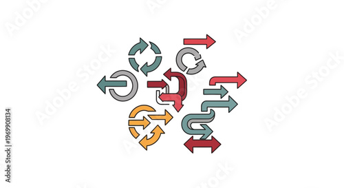 Diverse Collection of Colorful Arrows: Directional Icons and Navigation Symbols Set