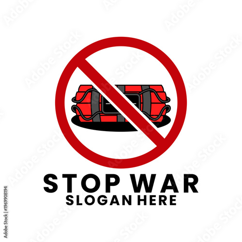 No Bomb Logo Vector Design Icon. Stop War Symbol Anti Conflict Peace Message Logo Template