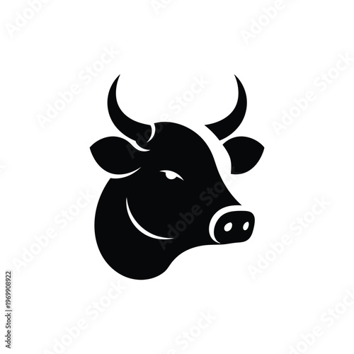 Black Bull Head Strong Mascot Logo