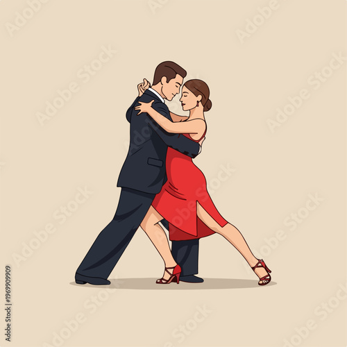 flat illustration of tango dance