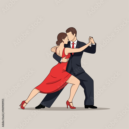 flat illustration of tango dance
