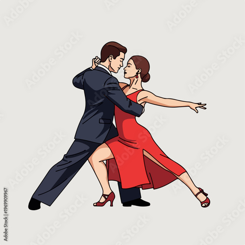 flat illustration of tango dance