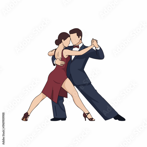 flat illustration of tango dance