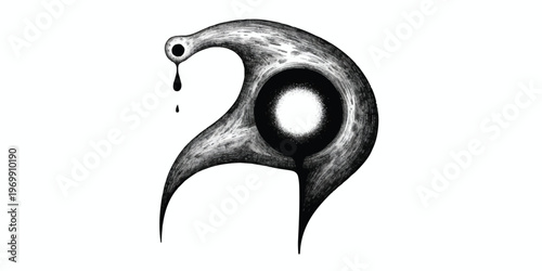 black and white artistic illustration of a ghostly figure drawn in a minimalist style