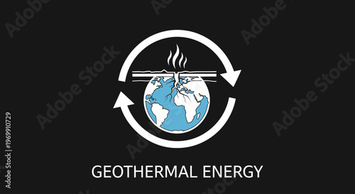Geothermal Energy Renewable Earth Power Cycle Icon