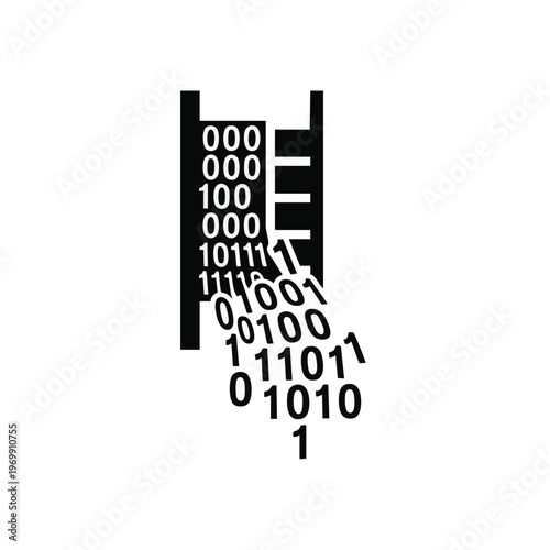 Binary code, data flow, digital information, technology concept, vector icon