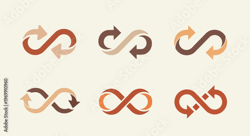 Infinity Arrow Symbols Set: Continuous Loop and Cycle Concepts