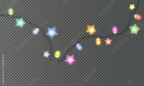 Colorful String Lights Glowing Festive Holiday Decoration Vector Illustration
