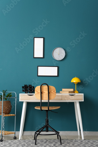 Workplace and clock with bl...