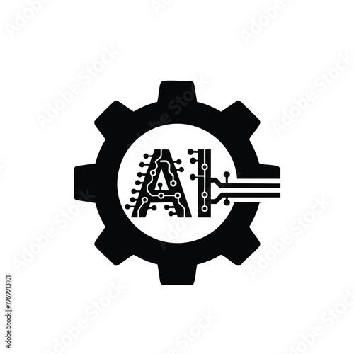 Gear, cogwheel, industrial, mechanical icon with letter A