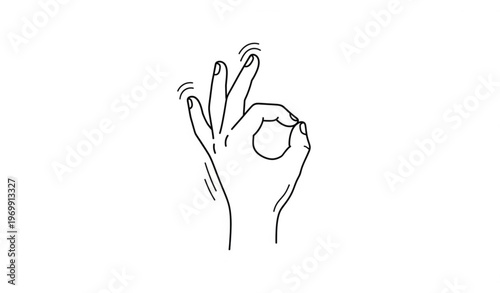 Minimal thin line OK hand gesture icon vector with clean outline style for UI animation and communication symbol