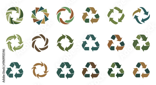 Recycling and Circular Arrow Symbols Collection for Sustainability and Eco-Friendly Design