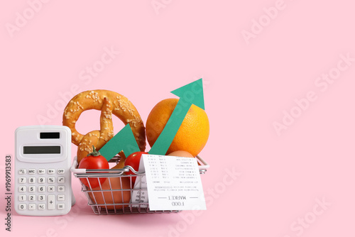 Shopping basket with food, ...