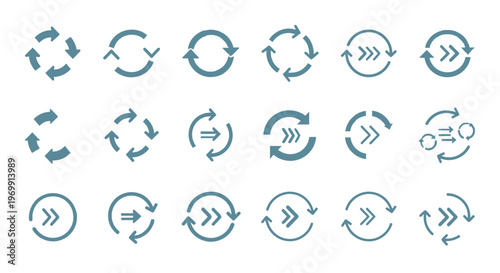 Refresh Reload Recycle Repeat Arrow Icons Set for Web and UI Design