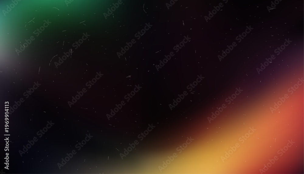 Fototapeta premium Film Light Gradient Overlay Background with Green Orange Light Leak and Vintage Grain