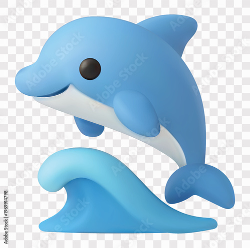 Sea Creatures and Marine Life Vector Icon Set | 3D icon set | a dolphin