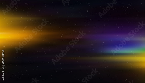 Golden prism film light rays on dark cinematic background with vintage dust texture