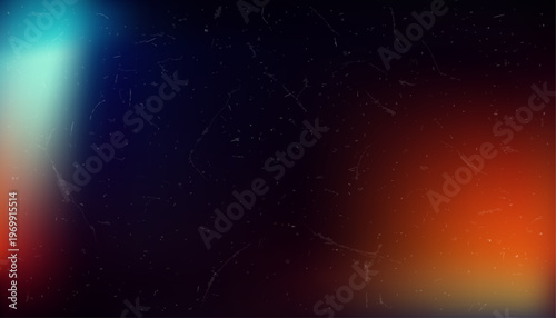 Analog film light leak gradient background with cyan glow and orange flare