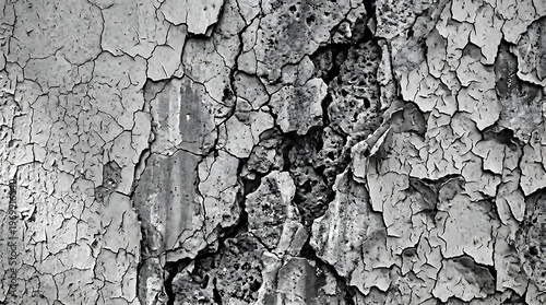 Closeup of cracked and peeling dry paint on a surface  old texture