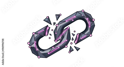 Broken Link Chain, Digital Disconnection, Network Error, Web Security Concept