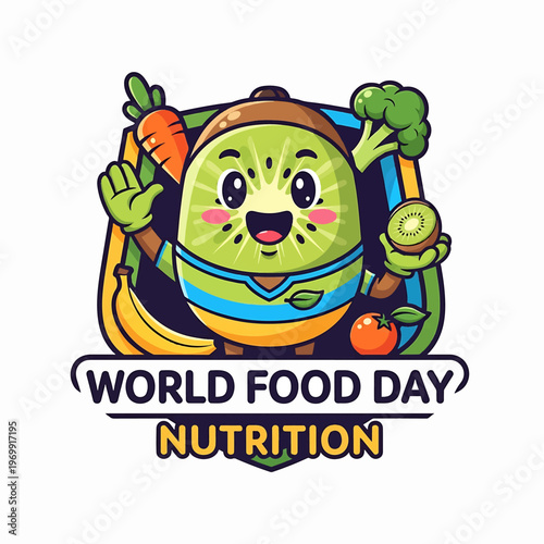 Cartoon Lion Character Celebrating World Food Day.