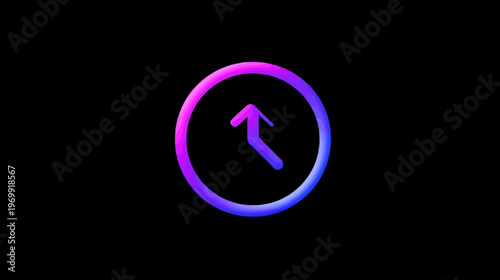 A vibrant clock illustration in neon gradient colors, set against a stark black background