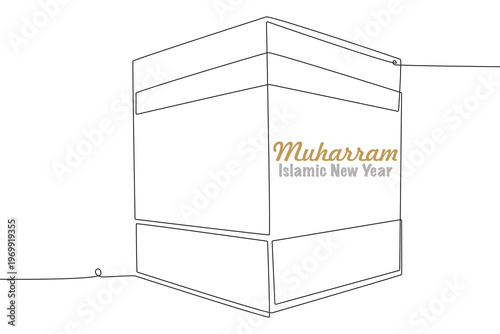 Islamic New Year Muharram concept one-line drawing