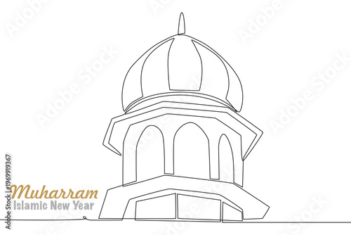 Islamic New Year Muharram concept one-line drawing