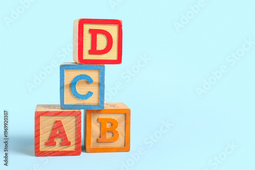 Wooden cubes with letters o...