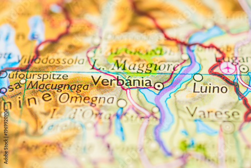 Photos Detailed map of Verbania and Lake Maggiore in northern Italy for tourism planning theme