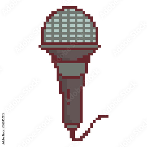 Handheld microphone icon pixel art for audio and speech recording