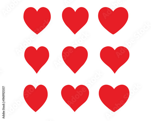 red heart set vector 