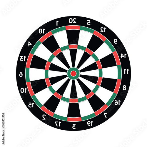 Classic Dartboard with Numbered Segments Vector Illustration