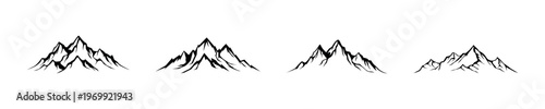 Set of Minimalist Mountain Peak Vector Illustrations