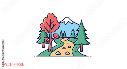 Colorful illustration of a winding road.