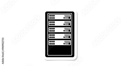 Server Rack Icon, Data Center Equipment, Network Hardware, Technology Symbol