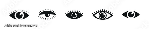 Minimalist Eye Icons Flat Black Set